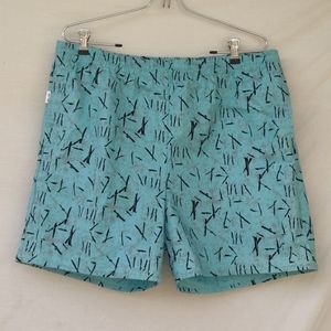 80s Aqua Cotton Swim Trunks - L